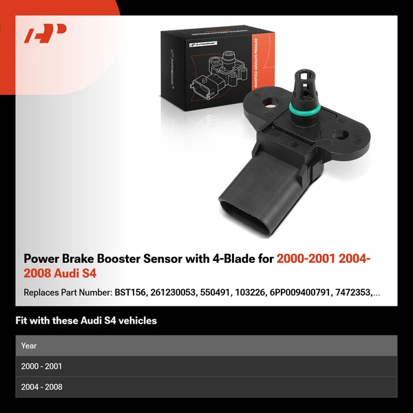 Power Brake Booster Sensor with 4-Blade for 2000-2001 2004-2008 Audi S4