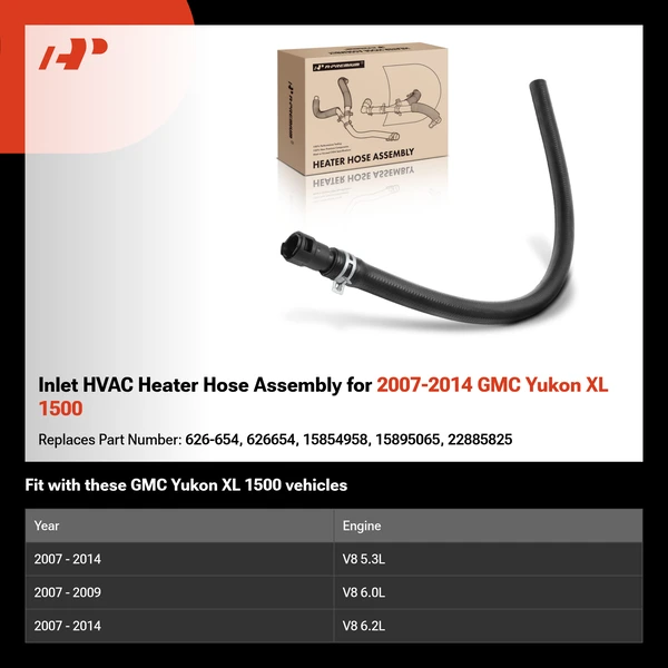 Inlet HVAC Heater Hose Assembly for 2007-2014 GMC Yukon XL 1500