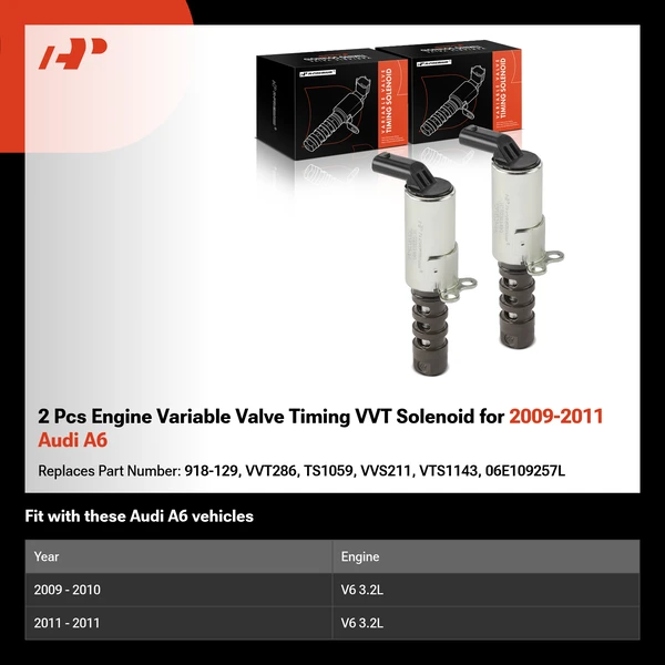 2 Pcs Engine Variable Valve Timing VVT Solenoid for 2009-2011 Audi A6