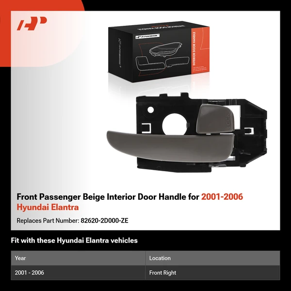 Front Passenger Beige Interior Door Handle for 2001-2006 Hyundai Elantra