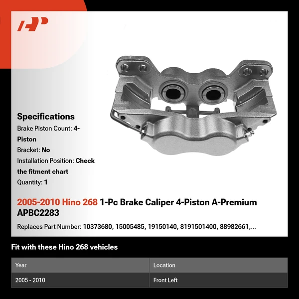 2005-2010 Hino 268 1-Pc Brake Caliper 4-Piston A-Premium APBC2283