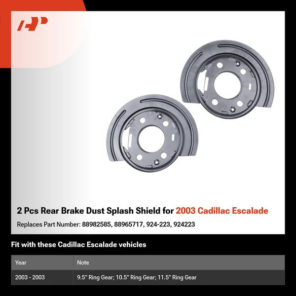 2 Pcs Rear Brake Dust Splash Shield for 2003 Cadillac Escalade
