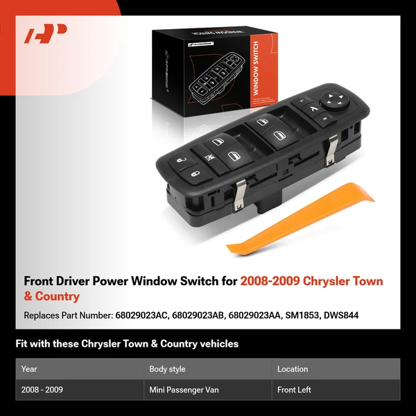 Front Driver Power Window Switch for 2008-2009 Chrysler Town & Country