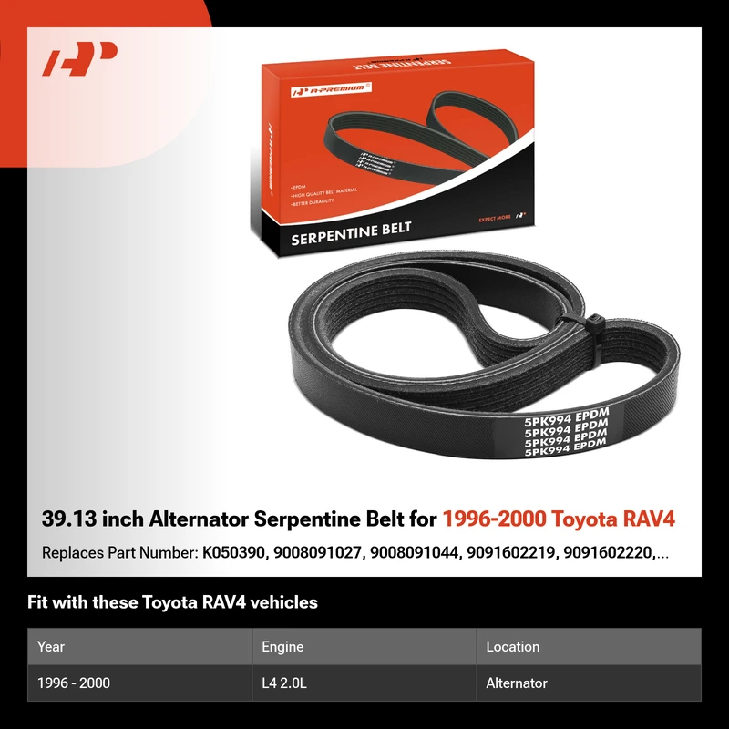 39.13 inch Alternator Serpentine Belt for 1996-2000 Toyota RAV4