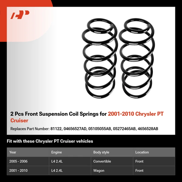 2 Pcs Front Suspension Coil Springs for 2001-2010 Chrysler PT Cruiser