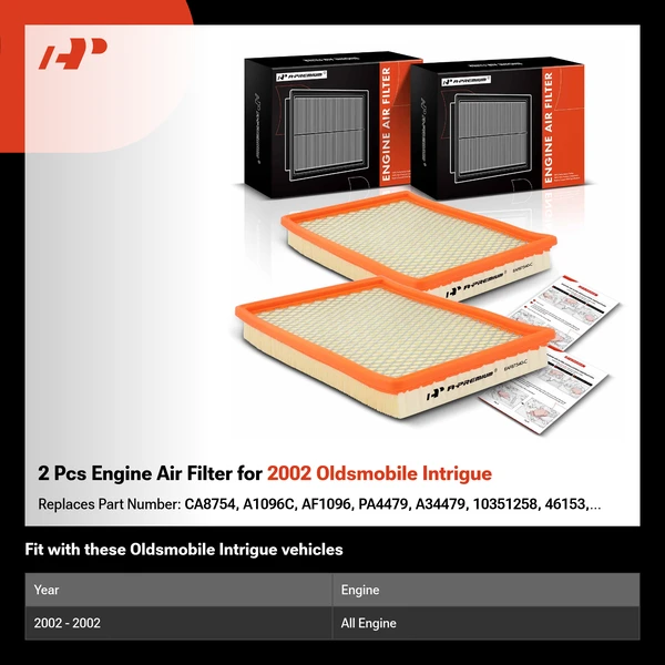 2 Pcs Engine Air Filter for 2002 Oldsmobile Intrigue