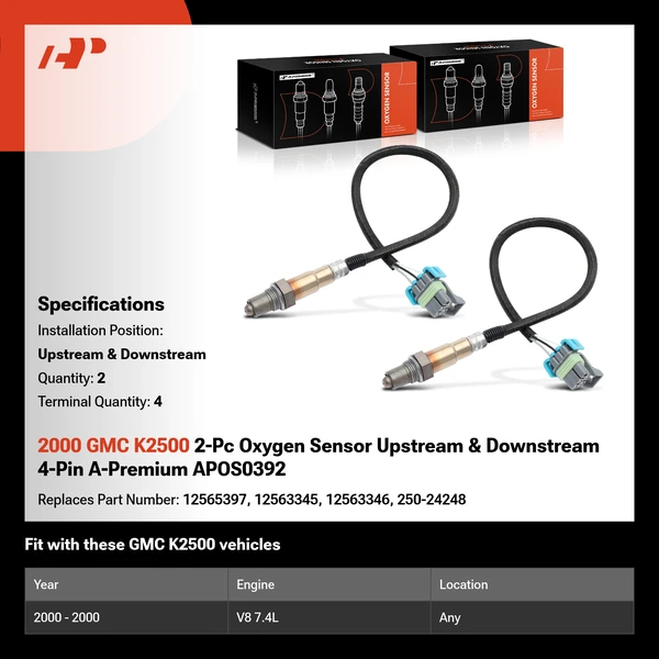 2000 GMC K2500 2-Pc Oxygen Sensor Upstream & Downstream 4-Pin A-Premium APOS0392