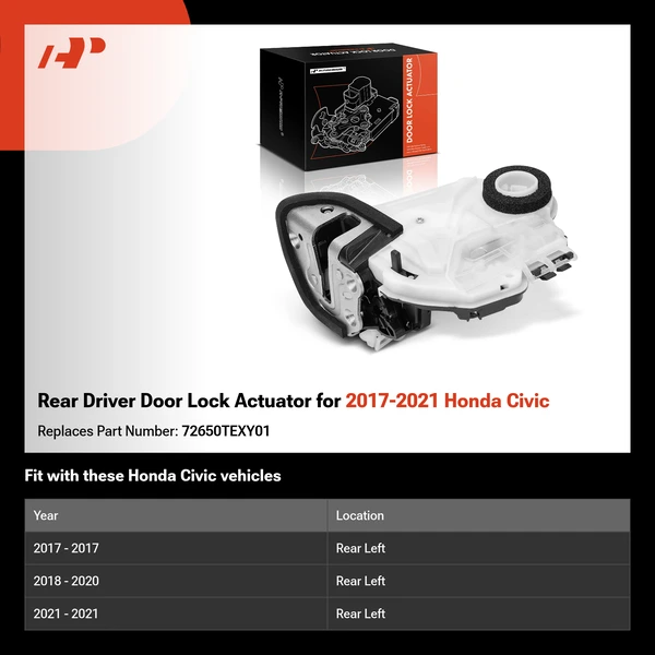 Rear Driver Door Lock Actuator for 2017-2021 Honda Civic