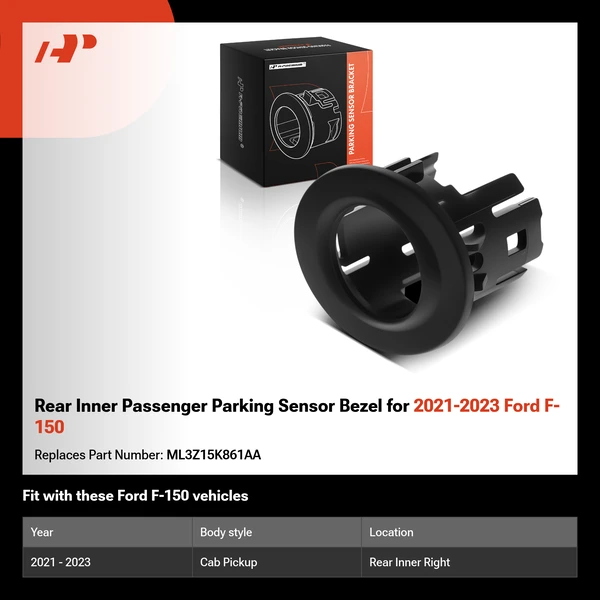 Rear Inner Passenger Parking Sensor Bezel for 2021-2023 Ford F-150