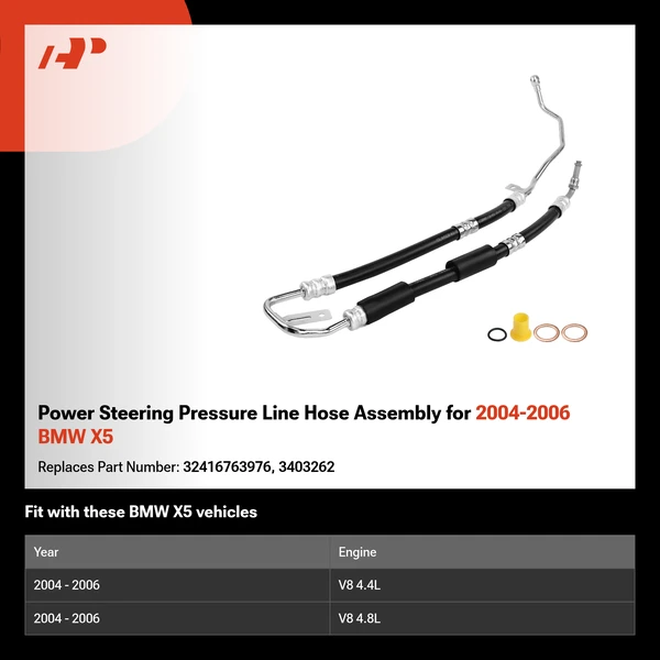 Power Steering Pressure Line Hose Assembly for 2004-2006 BMW X5