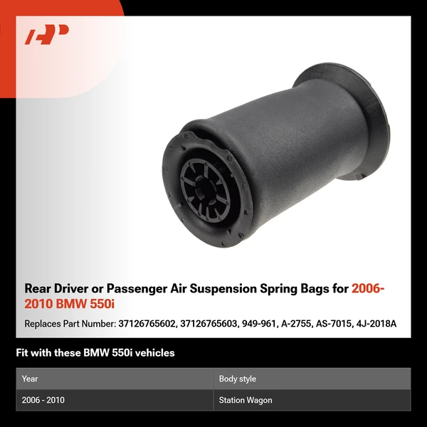 Rear Driver or Passenger Air Suspension Spring Bags for 2006-2010 BMW 550i
