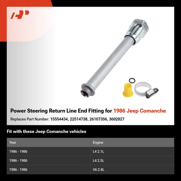 Power Steering Return Line End Fitting for 1986 Jeep Comanche