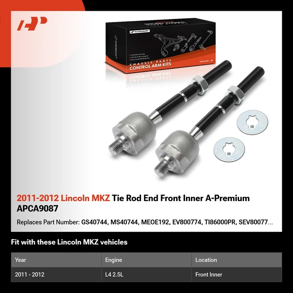 2011-2012 Lincoln MKZ Tie Rod End Front Inner A-Premium APCA9087