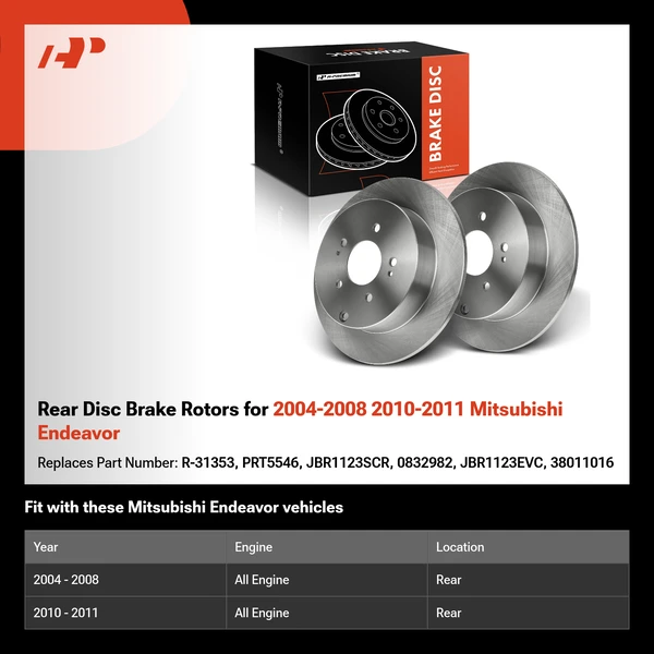 Rear Disc Brake Rotors for 2004-2008 2010-2011 Mitsubishi Endeavor