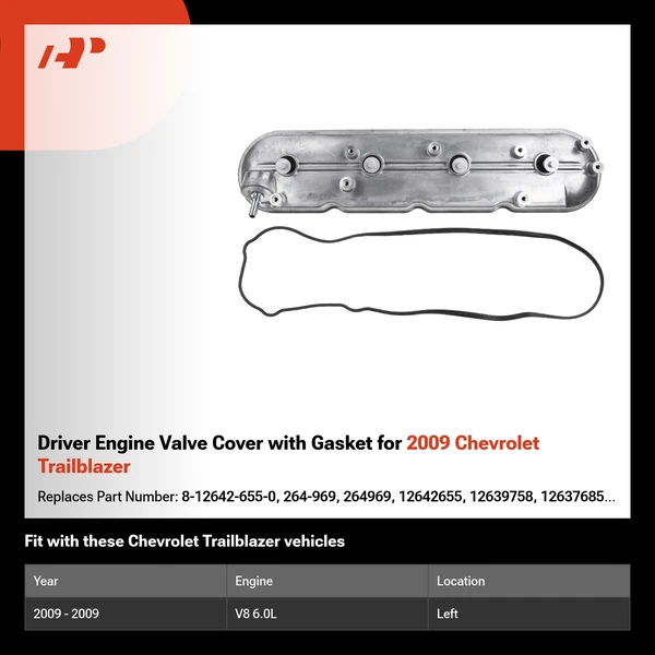Driver Engine Valve Cover with Gasket for 2009 Chevrolet Trailblazer