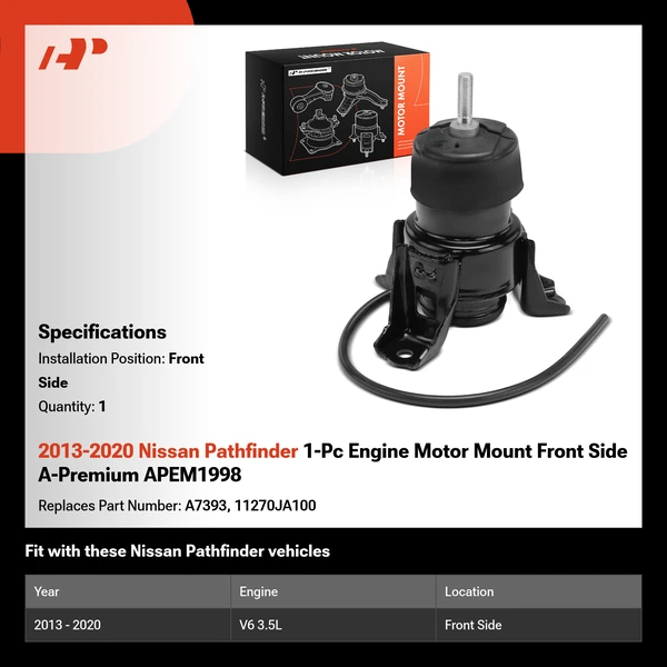 2013-2020 Nissan Pathfinder 1-Pc Engine Motor Mount Front Side A-Premium APEM1998