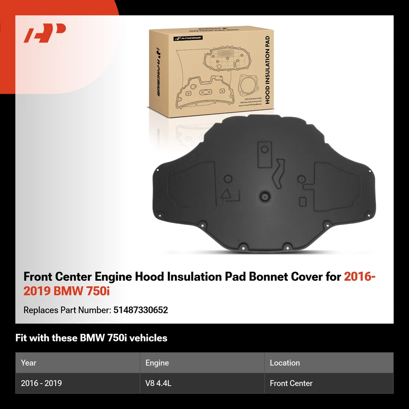 Front Center Engine Hood Insulation Pad Bonnet Cover for 2016-2019 BMW 750i