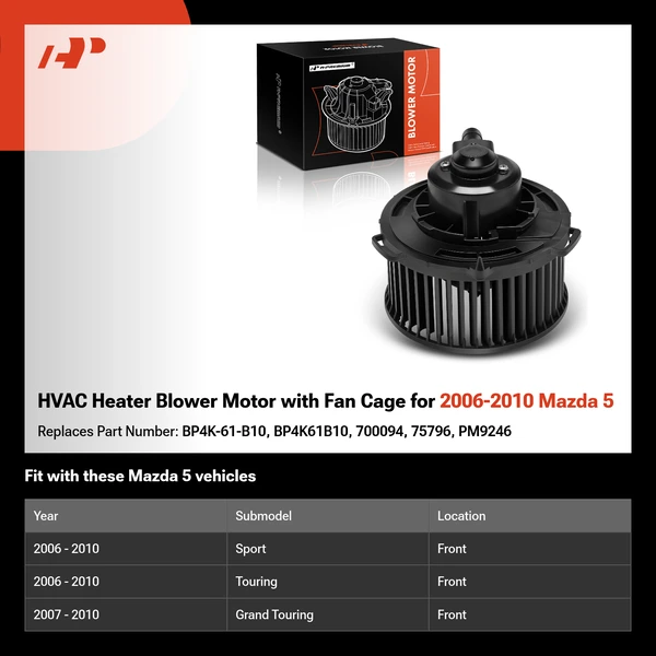 HVAC Heater Blower Motor with Fan Cage for 2006-2010 Mazda 5