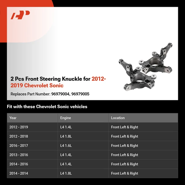 2 Pcs Front Steering Knuckle for 2012-2019 Chevrolet Sonic