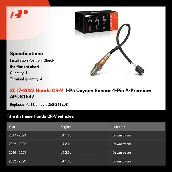 2017-2023 Honda CR-V 1-Pc Oxygen Sensor 4-Pin A-Premium APOS1647