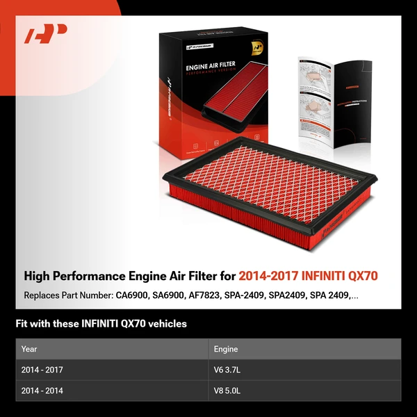 High Performance Engine Air Filter for 2014-2017 INFINITI QX70