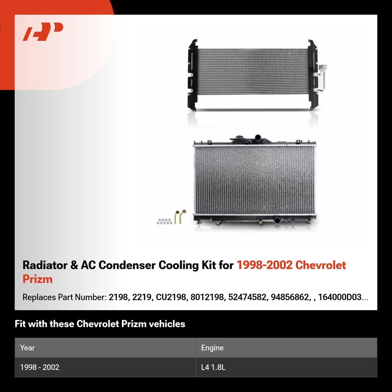 Radiator & AC Condenser Cooling Kit for 1998-2002 Chevrolet Prizm