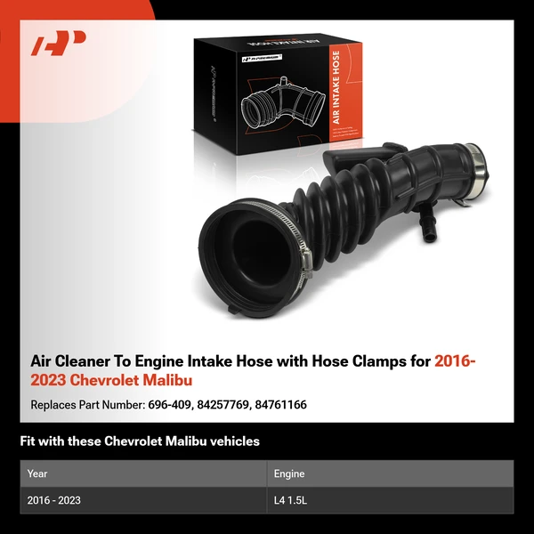 Air Cleaner To Engine Intake Hose with Hose Clamps for 2016-2023 Chevrolet Malibu