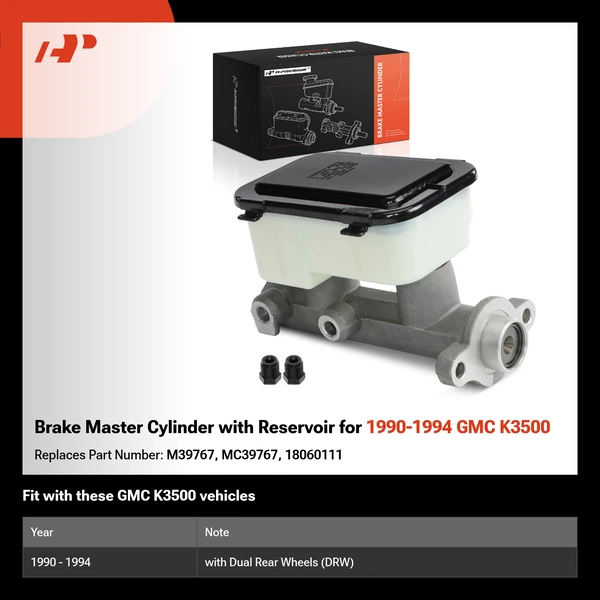 Brake Master Cylinder with Reservoir for 1990-1994 GMC K3500