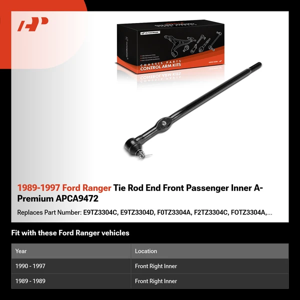 1989-1997 Ford Ranger Tie Rod End Front Passenger Inner A-Premium APCA9472