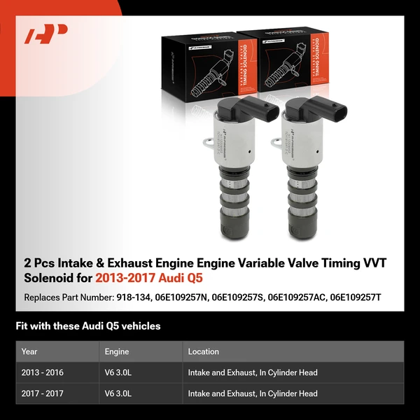 2 Pcs Intake & Exhaust Engine Engine Variable Valve Timing VVT Solenoid for 2013-2017 Audi Q5