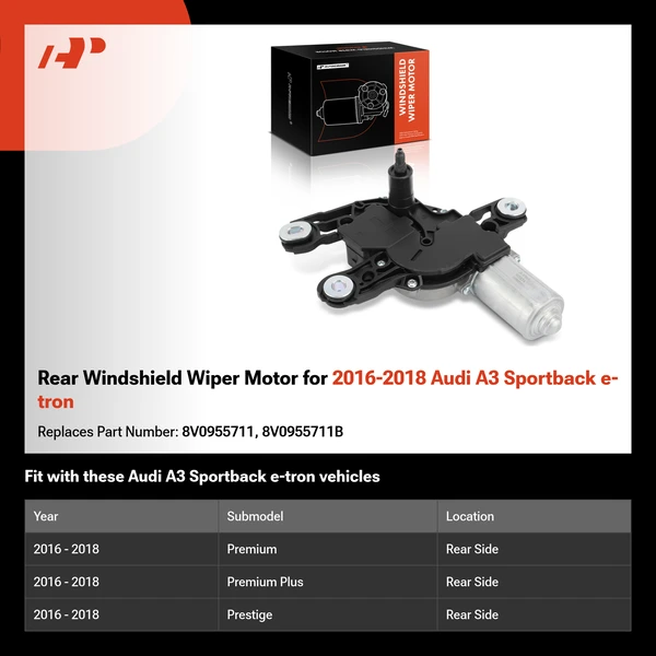 Rear Windshield Wiper Motor for 2016-2018 Audi A3 Sportback e-tron