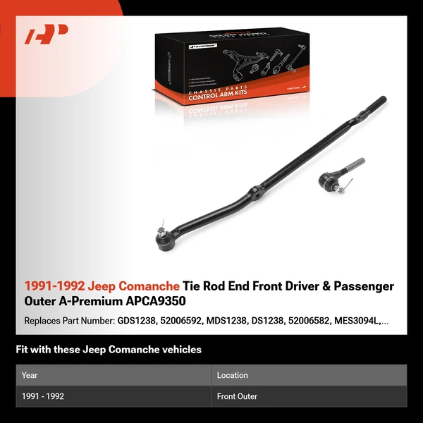 1991-1992 Jeep Comanche Tie Rod End Front Driver & Passenger Outer A-Premium APCA9350