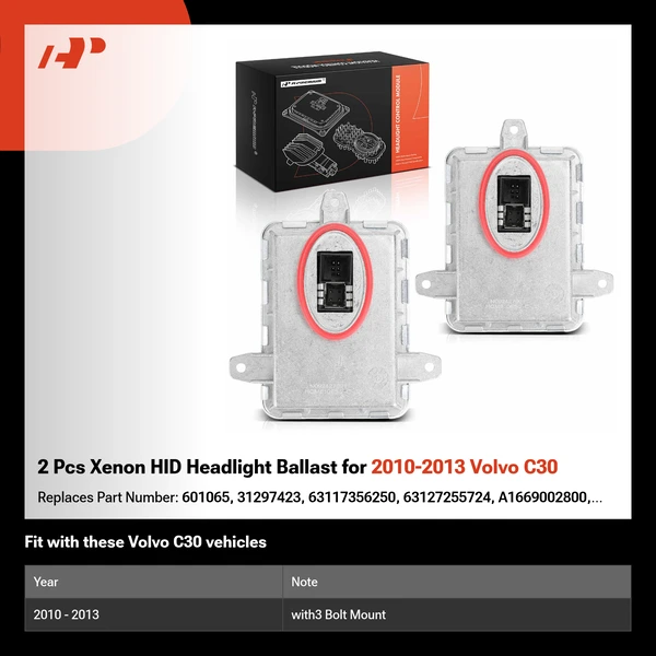 2 Pcs Xenon HID Headlight Ballast for 2010-2013 Volvo C30