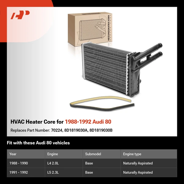 HVAC Heater Core for 1988-1992 Audi 80