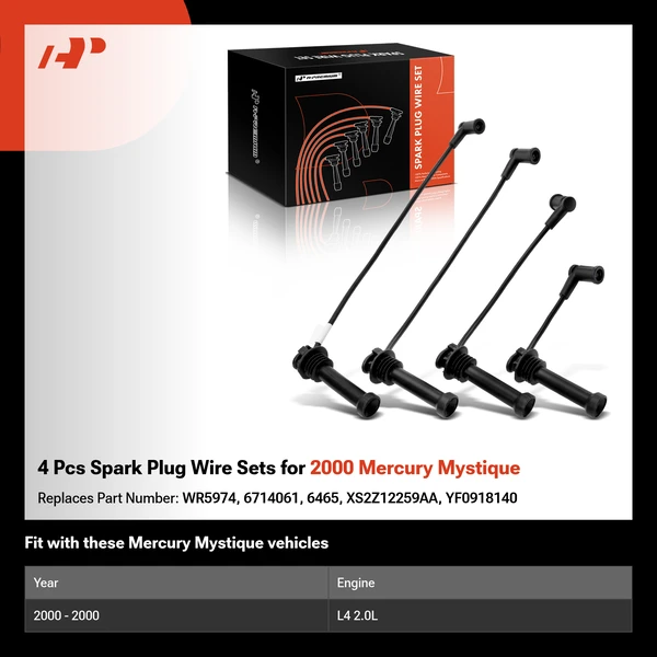 4 Pcs Spark Plug Wire Sets for 2000 Mercury Mystique