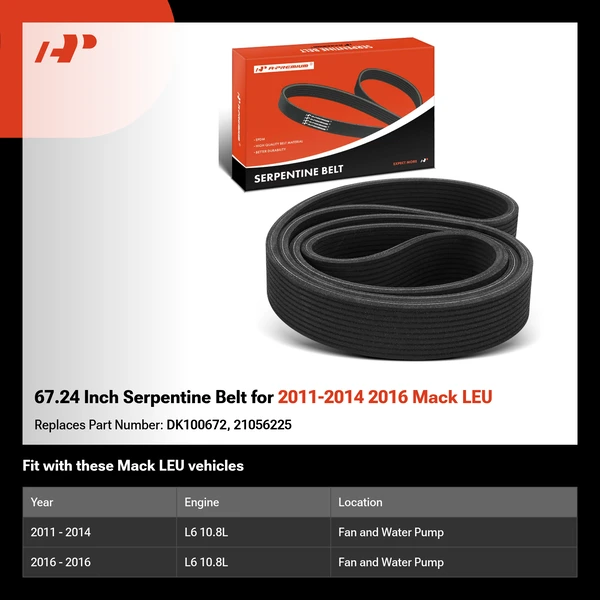 67.24 Inch Serpentine Belt for 2011-2014 2016 Mack LEU