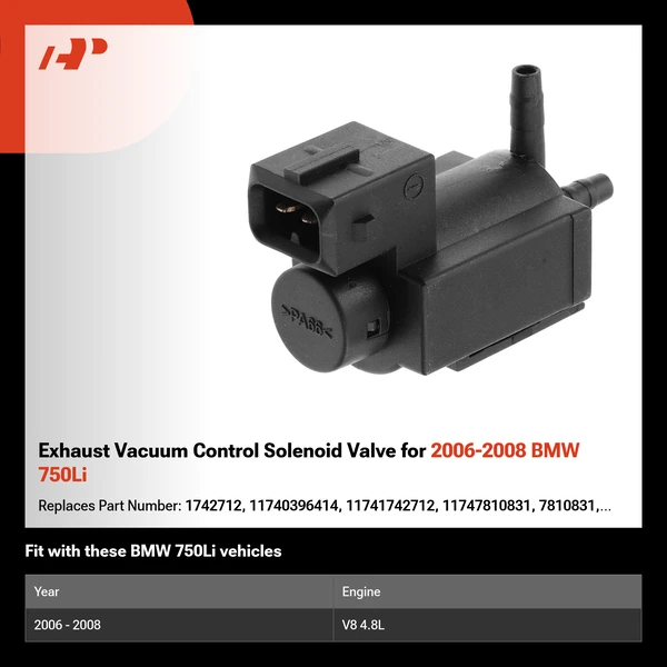 Exhaust Vacuum Control Solenoid Valve for 2006-2008 BMW 750Li