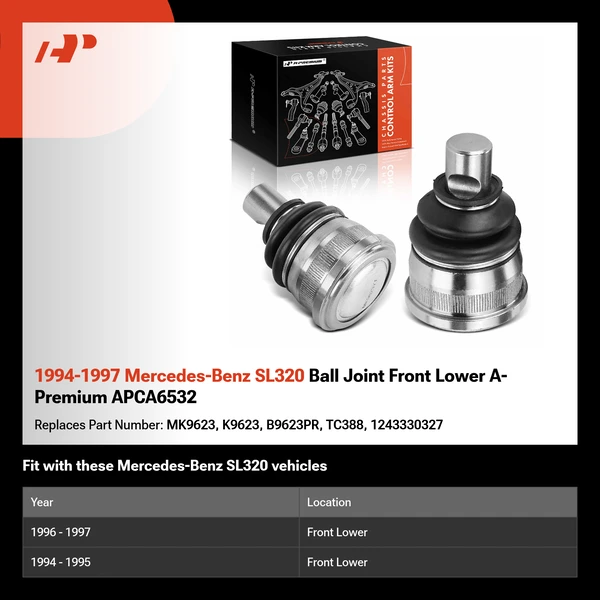 1994-1997 Mercedes-Benz SL320 Ball Joint Front Lower A-Premium APCA6532