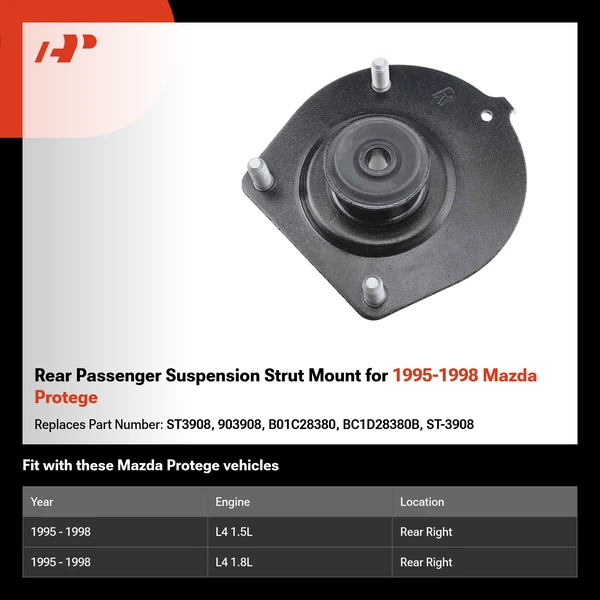 Rear Passenger Suspension Strut Mount for 1995-1998 Mazda Protege
