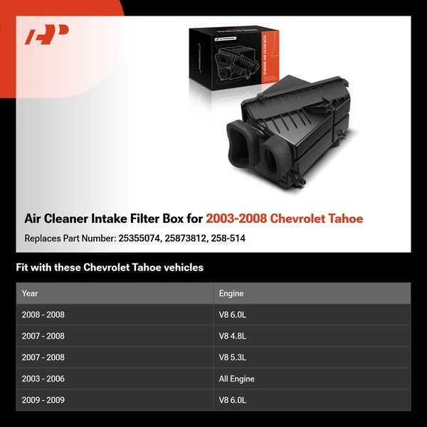 Air Cleaner Intake Filter Box for 2003-2008 Chevrolet Tahoe