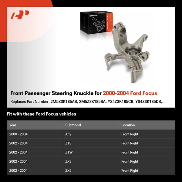 Front Passenger Steering Knuckle for 2000-2004 Ford Focus