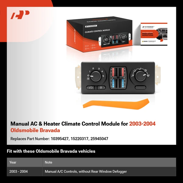 Manual AC & Heater Climate Control Module for 2003-2004 Oldsmobile Bravada