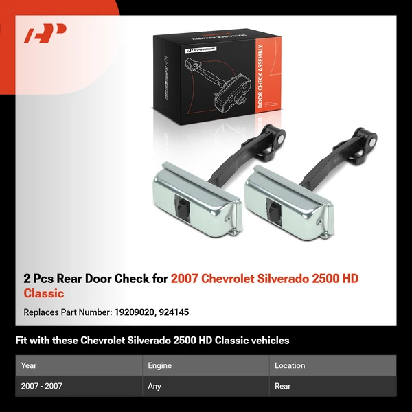 2 Pcs Rear Door Check for 2007 Chevrolet Silverado 2500 HD Classic