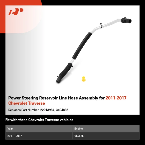 Power Steering Reservoir Line Hose Assembly for 2011-2017 Chevrolet Traverse
