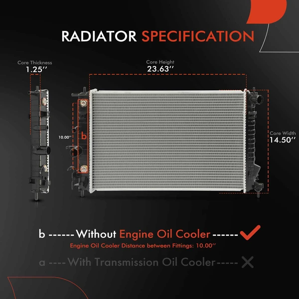 Radiator with Oil Cooler for Saturn L300 2001-2005 LW2 LW300 LS2