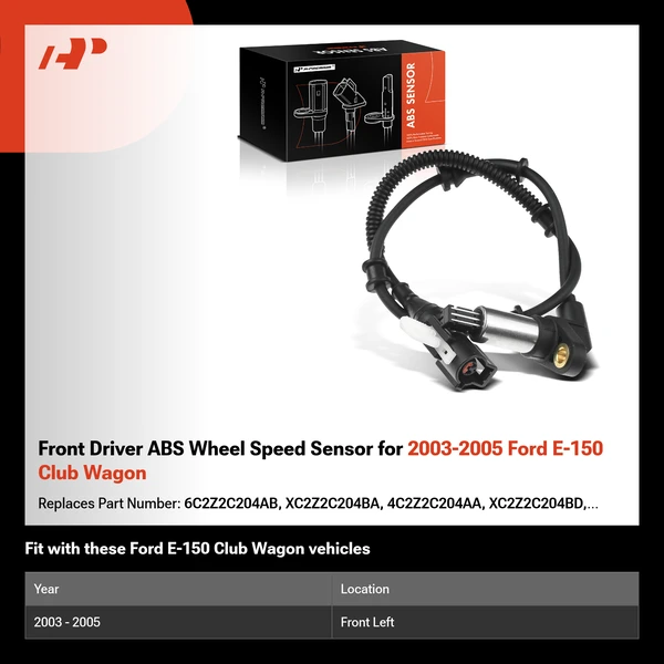 Front Driver ABS Wheel Speed Sensor for 2003-2005 Ford E-150 Club Wagon