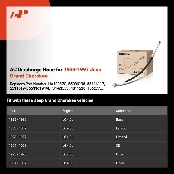 AC Discharge Hose for 1993-1997 Jeep Grand Cherokee