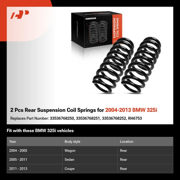 2 Pcs Rear Suspension Coil Springs for 2004-2013 BMW 325i