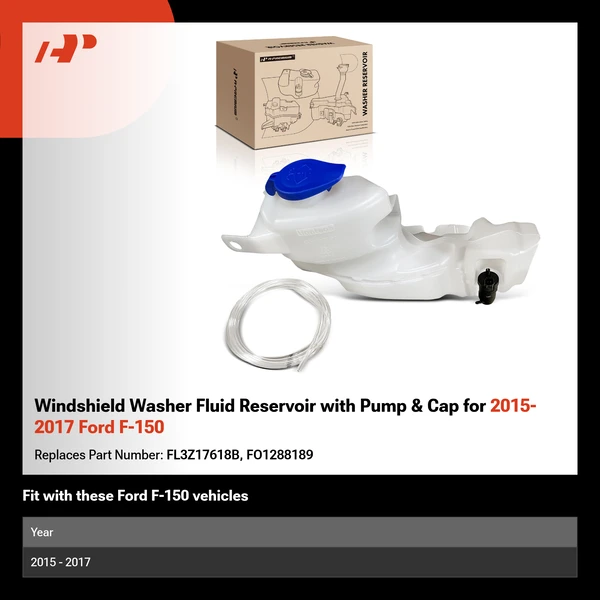 Windshield Washer Fluid Reservoir with Pump & Cap for 2015-2017 Ford F-150