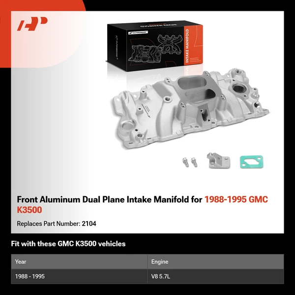Front Aluminum Dual Plane Intake Manifold for 1988-1995 GMC K3500